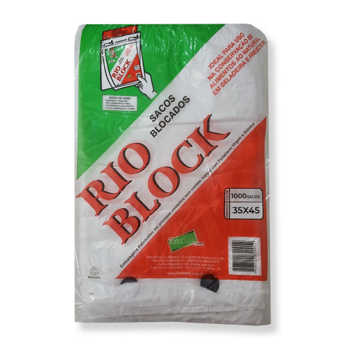 SACO BLOCADO 35X45 RIOPLASTIC PT C/ 1000 UN