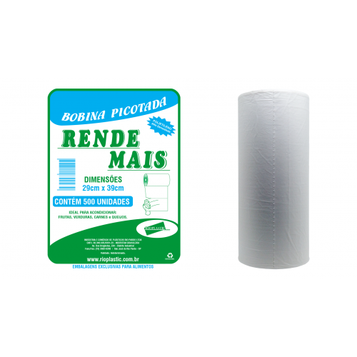 BOBINA PICOTADA 29X39X0.016 RIOPLASTIC RENDE MAIS C/ 500 UN