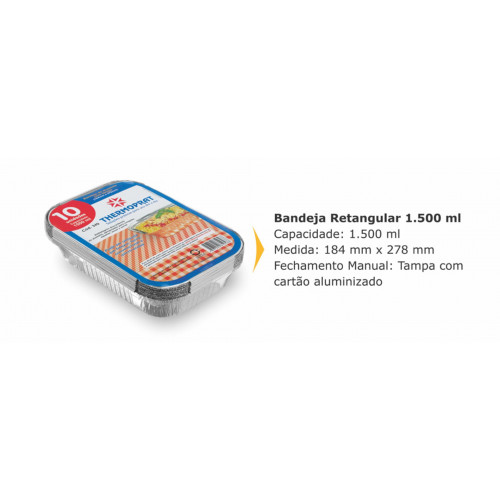 BANDEJA ALUMINIO 1500 GR THERMOPRAT - 349 PT COM 10 UN