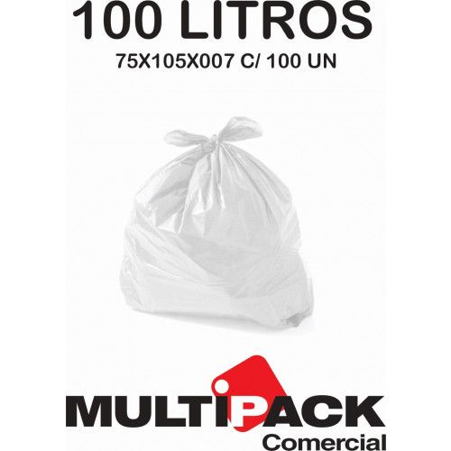 SACO DE LIXO 100 LITROS 75X105X007 MULTIPACK - BRANCO C/ 100 UN