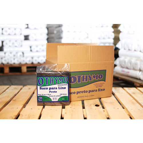 SACO DE LIXO 100 LITROS 75X105x005 PRETO OTHIMO C/ 5 UN ZPP