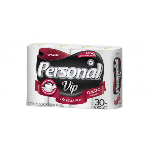 PAPEL HIGIÊNICO PERSONAL VIP FOLHA DUPLA 30 MTS SANTHER PCT C/ 8 UN (PVC84)
