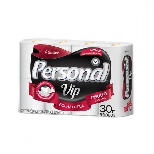 PAPEL HIGIÊNICO PERSONAL VIP FOLHA DUPLA 30 MTS SANTHER FD C/ 64 UN (PVC84)