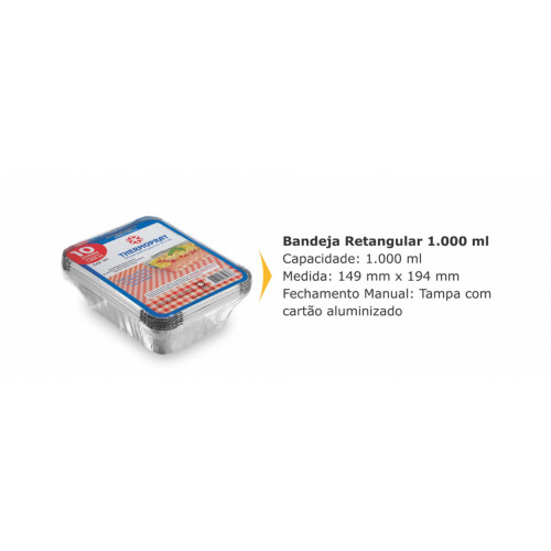 BANDEJA ALUMÍNIO 1000 GR THERMOPRAT - CAIXA C/ 24 PACOTES C/ 10 UNIDADES