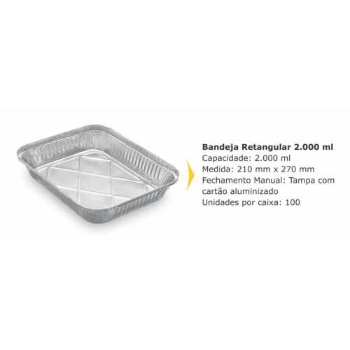 BANDEJA ALUMINIO 2000 GR THERMOPRAT - CAIXA C/ 100 UNIDADES