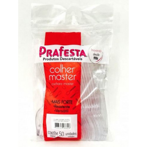 COLHER MASTER PRAFESTA CRISTAL PT C/ 50 UN (8882)
