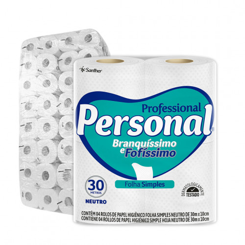 PAPEL HIGIÊNICO PERSONAL FOLHA SIMPLES 30 MTS SANTHER C/ 60 UN (PPS45)