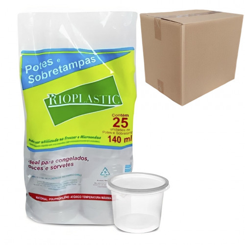 POTE REDONDO 140 ML COM TAMPA RIOPLASTIC CX C/ 1000