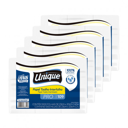 TOALHA DE PAPEL FOLHA SIMPLES 2 DOBRAS PRO 100% CELULOSE 23x20 CM MILI C/ 5000 UN (109)