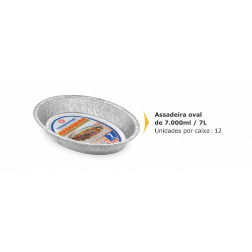 ASSADEIRA ALUMÍNIO OVAL 7 LT THERMOPRAT - CAIXA C/ 12 UNIDADES