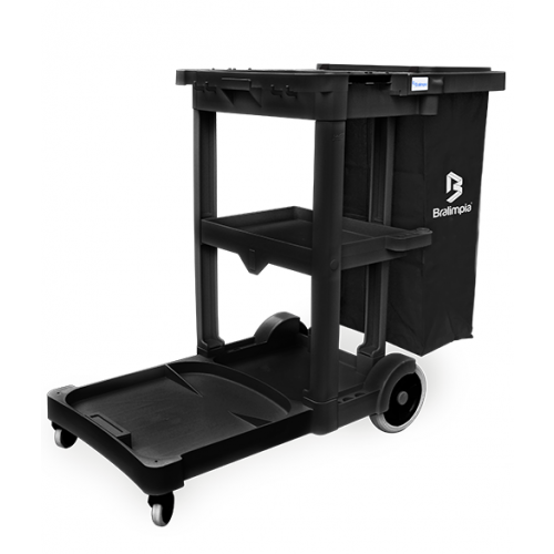 Carro Funcional América Black Limpeza C/ Bolsa Preta Cfblackt