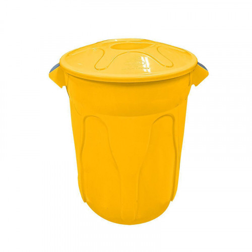 Cesto Lixeira Balde Plástico Com Tampa 60 Litros Amarelo