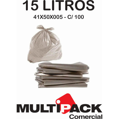 SACO DE LIXO 15 LITROS 41X50X005 MULTIPACK - TRANSP ECONOM C/ 100 UN