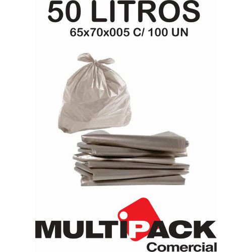 SACO DE LIXO 50 LITROS 65X70X005 MULTIPACK - TRANSP ECONOM C/ 100 UN