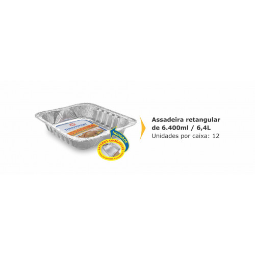 ASSADEIRA ALUMÍNIO RETANGULAR 6,4 LT THERMOPRAT - 1 UNIDADE