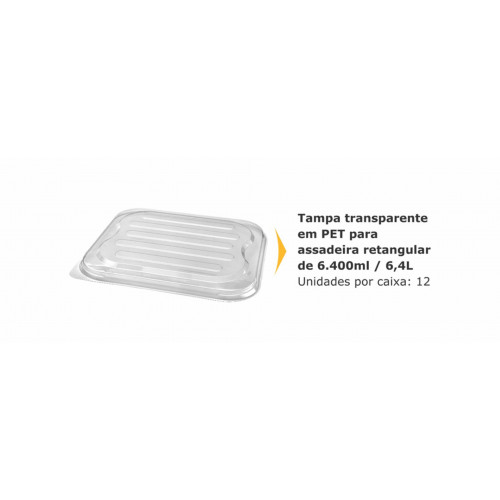 TAMPA PET P/ ASSADEIRA RETANGULAR 6,4 LT THERMOPRAT - CAIXA C/ 12 UNIDADES