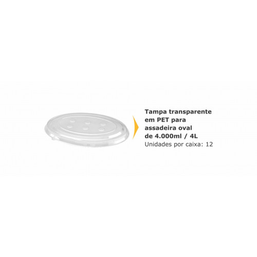 TAMPA PET OVAL P/ ASSADEIRA 4 LT THERMOPRAT - CAIXA C/ 12 UNIDADES
