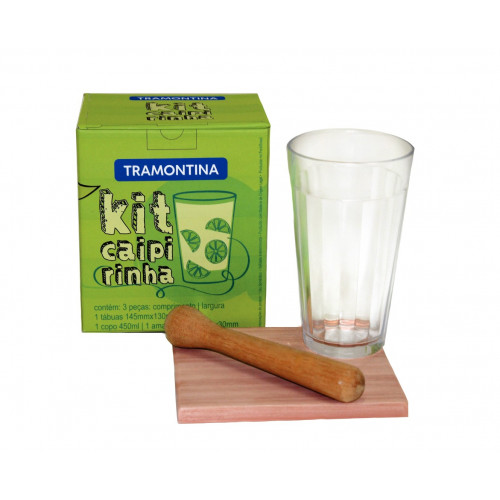 Kit Caipirinha Tramontina 3 Pçs Copo 450ml Tábua Macerador