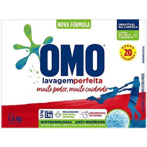 DETERGENTE PO OMO 1,6 KG LAV PERFEITA - 112000 CX COM 9 CX