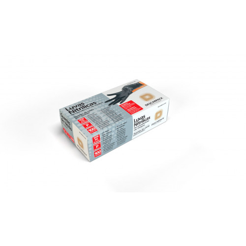 LUVA NITRÍLICA SEM PÓ PRETA DESCARPACK PEQUENA CX C/ 100 UN