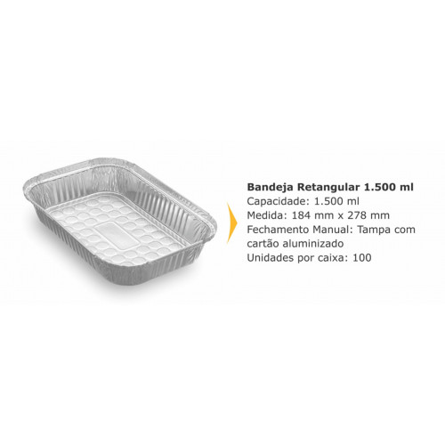 BANDEJA ALUMÍNIO 1500 GR THERMOPRAT - CAIXA C/ 100 UNIDADES