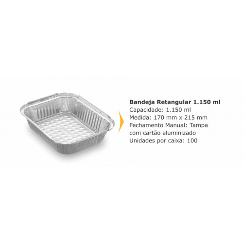 BANDEJA ALUMÍNIO 1150 GR THERMOPRAT - CAIXA C/ 100 UNIDADES