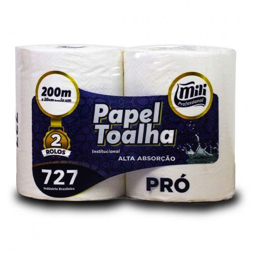 PAPEL TOALHA BOBINA 2x20x200 MTS PRÓ 27GR MILI 2 UN (727)