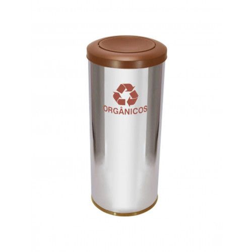 Lixeira Aço Inox Com Tampa Meia Esfera Pintada 22Lts Marrom