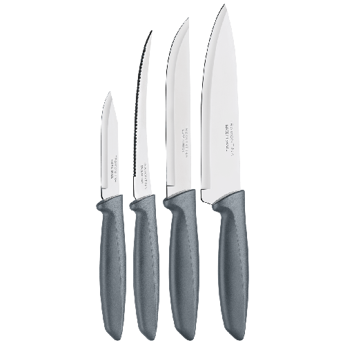 Jogo de Facas 4 peças Cinza Tramontina Plenus Inox Cozinha