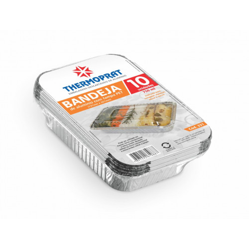 BANDEJA ALUMÍNIO C/ TAMPA PET 750 GR THERMOPRAT - CAIXA C/ 50 UNIDADES
