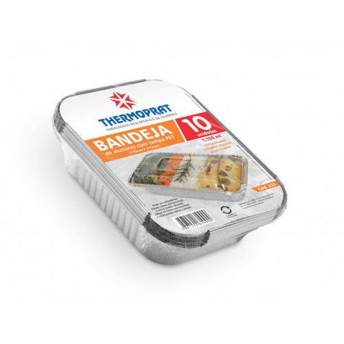 BANDEJA ALUMÍNIO C/ TAMPA PET 1150 GR THERMOPRAT - CAIXA C/ 50 UNIDADES