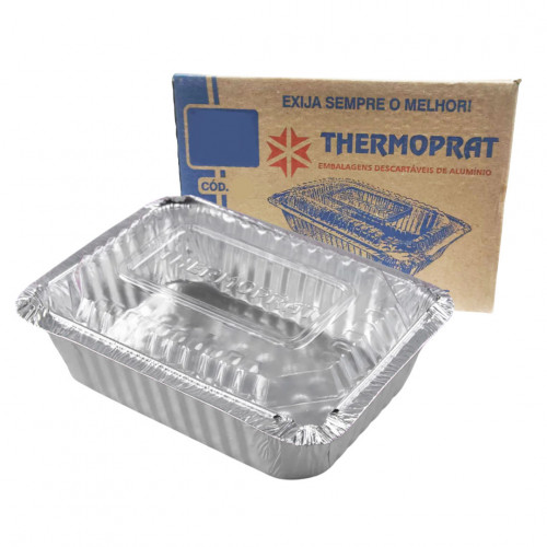 BANDEJA ALUMÍNIO C/ TAMPA PET 1150 GR THERMOPRAT - CAIXA C/ 50 UNIDADES