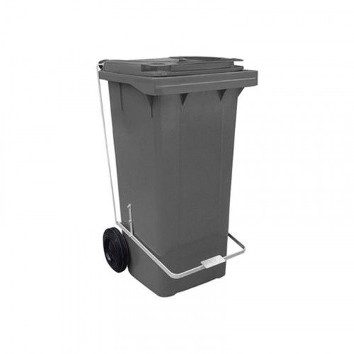 Container Plastico Com Pedal Lateral e Rodas 120 Litros Cinza