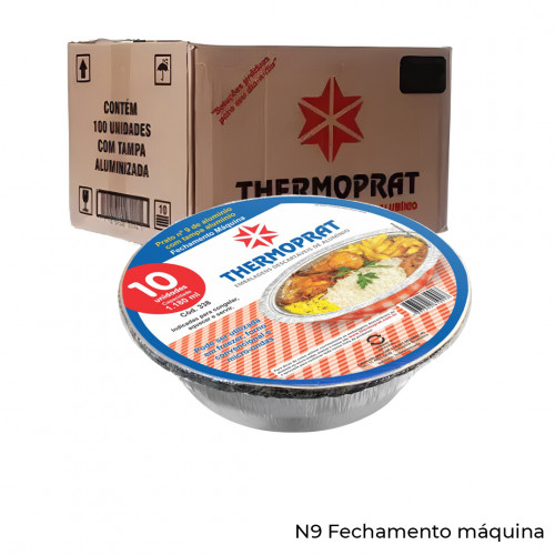 PRATO ALUMÍNIO NR 09 FECHAMENTO MÁQUINA THERMOPRAT - CAIXA C/ 18 PACOTES C/ 10 UNIDADES