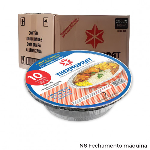 PRATO ALUMÍNIO NR 08 FECHAMENTO MÁQUINA THERMOPRAT - CAIXA C/ 26 PACOTES C/ 10 UNIDADES