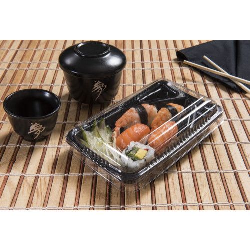EMBALAGEM ORIENTAL RETANGULAR PRETA 20CMx12CMx4,5CM GALVANOTEK CX C/ 100 UN (GO908)