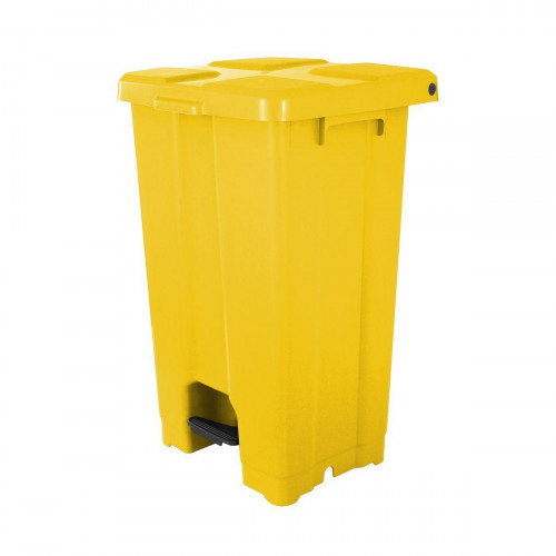 Cesto Lixeira Balde Plástico Quadrado Com Pedal 60Lt Amarelo