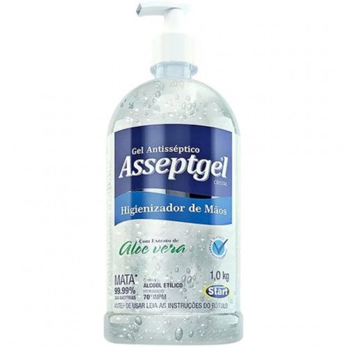 ALCOOL GEL 1,0 LT ASSEPTGEL A VERA - 38128 V PUMP UN COM 1 UN