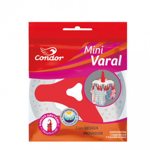 MINI VARAL C/ 16 PRENDEDORES CONDOR - 1621 UN COM 1 UN