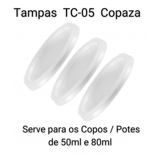 TAMPA PLÁSTICA P/ COPO 50/80 (BOCA-50) ML COPAZA CX C/ 3260 UN (TC05)