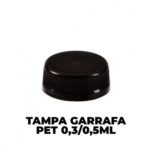 TAMPA P/ GARRAFA PET 300 ML E 500 ML PRETA C/ ROSCA USICOMP - 100 UNIDADES