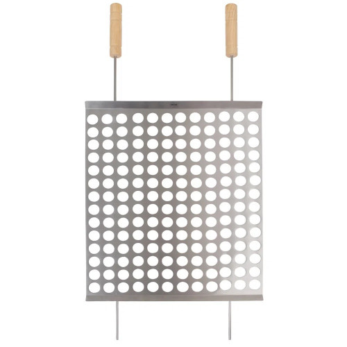 Grelha Moeda Inox P/churrasco 40x50 Cm C/cabo De Madeira Mor