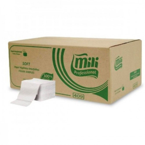 PAPEL HIGIÊNICO FOLHA SIMPLES SOFT INTERFOLHADO 100% CELULOSE MILI C/10000 UN (409)