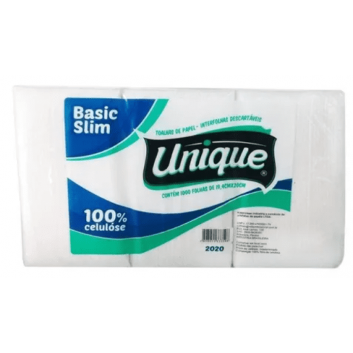 PAPEL TOALHA INTERFOLHADO FOLHA SIMPLES 2D 20x19,4 MILI UNIQUE FD C/ 1000 FOLHAS (2020)