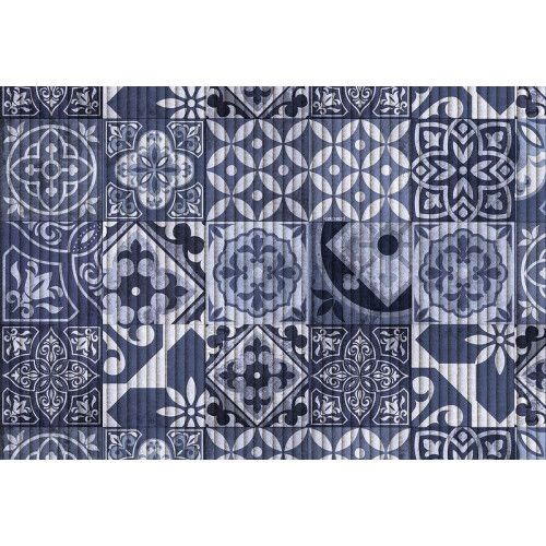 TAPETE TROPICAL AZULEJO AZUL 65 CM KAPAZI C/ 1 METRO