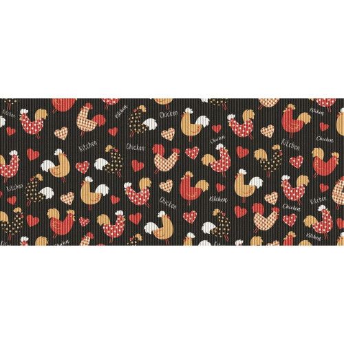 TAPETE TROPICAL GALINHAS PRETO 65 CM KAPAZI C/ 1 METRO