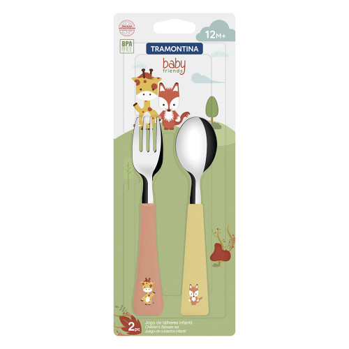 Jogo De Talheres 2pç Baby Friends Lâminas De Inox-Tramontina