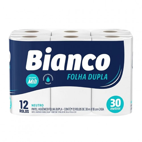 HIGIENICO FD 30 MT BIANCO NEUTRO L12P11 M - 1291 PT COM 12 UN
