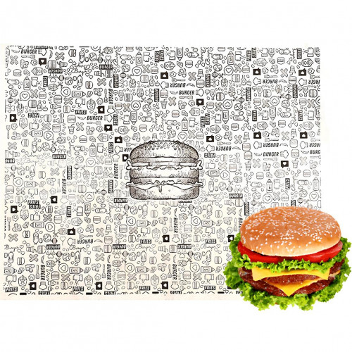 Papel Embala Lanche Hamburguer 30x38 25Gr Pluma 500 Unidades