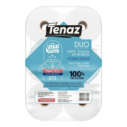 TOALHA PAPEL BOB TENAZ DUO 6x17x150 MT M - RV000673 PT COM 6 UN